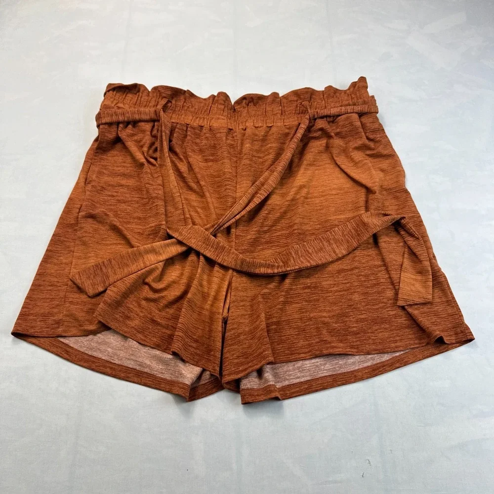 LuLaRoe Paper Bag Shorts Womens 2XL Rust Orange Stretch Lightweight Tie Waist
